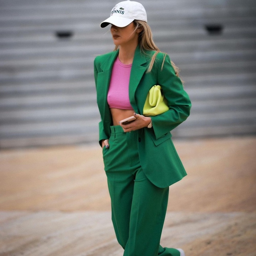 Zara Set - Green Blazer & Ankle Pants - Picture 4 of 17